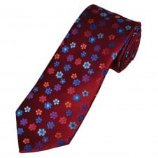Tresanti Reale Red, Royal Blue, Sky Blue, Orange & Fuchsia Pink Floral Designer Tie