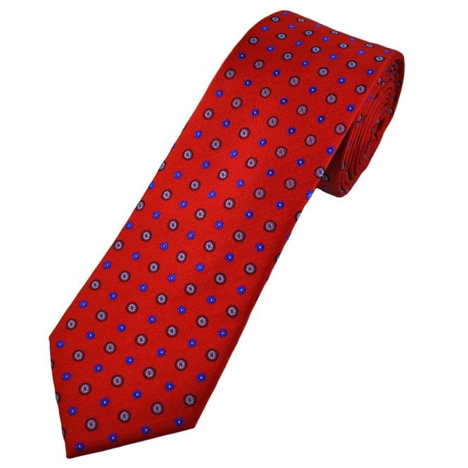 Tresanti Reale Red & Shades Of Blue Pattern Men's Silk Tie