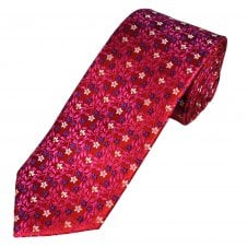Tresanti Reale Red, Silver, Purple & Pink Flower Patterned Men's Silk Tie