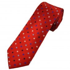 Tresanti Reale Red, Silver & Shades Of Blue Dots Men's Silk Tie