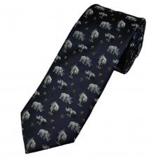Tresanti Reale Rhinos Navy Blue Luxury Silk Men's Tie