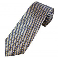 Tresanti Reale Royal Blue, Gold & Navy Blue Pattern Men's Silk Designer Tie