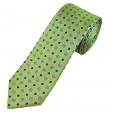 Tresanti Reale Sage Green, Navy, Silver, Fuchsia Pink & Blue Patterned Men's Silk Tie