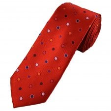 Tresanti Reale Scarlet Red & Multi Coloured Spots Men's Silk Designer Tie