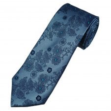 Tresanti Reale Shades of Blue Floral Pattern Silk Men's Designer Tie