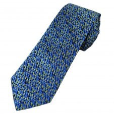 Tresanti Reale Shades of Blue & Gold Triangle Pattern Men's Silk Designer Tie