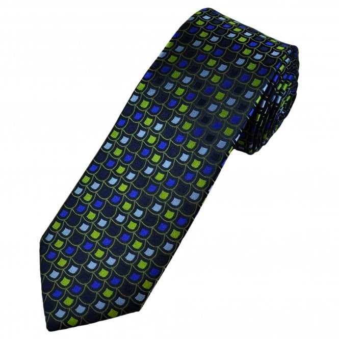 Tresanti Reale Shades Of Blue & Green Pattern Men's Silk Tie