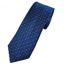 Tresanti Reale Shades of Blue & Grey Circle Motif Patterned Silk Men's Designer Tie