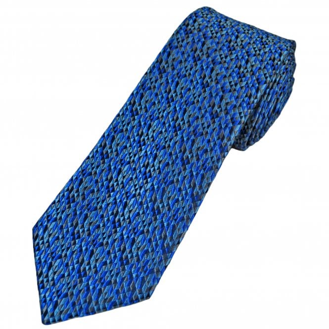 Tresanti Reale Shades of Blue & Grey Triangle Pattern Men's Silk Designer Tie