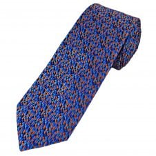Tresanti Reale Shades of Blue & Orange Triangle Pattern Men's Silk Designer Tie