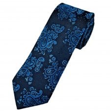 Tresanti Reale Shades of Blue Paisley & Dots Pattern Men's Silk Tie