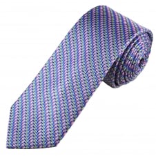 Tresanti Reale Shades Of Blue, Pink & Green Zig Zag Patterned Silk Designer Tie