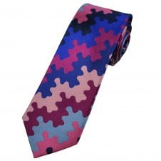 Tresanti Reale Shades Of Blue, Pink & Silver Camouflage Pattern Men's Silk Tie