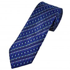 Tresanti Reale Shades of Blue, Purple, Pink & Silver Houndstooth Pattern Men's Silk Tie