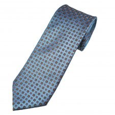 Tresanti Reale Shades of Blue, Silver & Orange Square Pattern Silk Men's Designer Tie