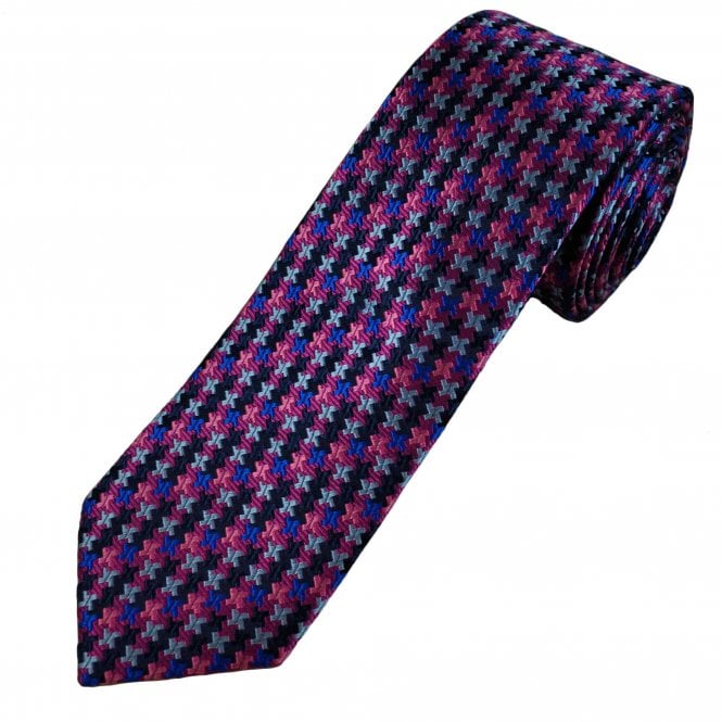 Tresanti Reale Shades Of Pink & Blue Geometric Pattern Men's Silk Tie