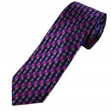 Tresanti Reale Shades Of Pink & Blue Geometric Pattern Men's Silk Tie