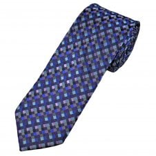 Tresanti Reale Shades of Purple & Blue Diamond Check Men's Silk Tie