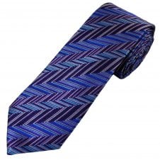 Tresanti Reale Shades of Purple & Blue Zig Zag Pattern Men's Silk Designer Tie