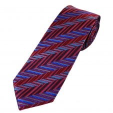 Tresanti Reale Shades of Red & Blue Zig Zag Pattern Men's Silk Designer Tie