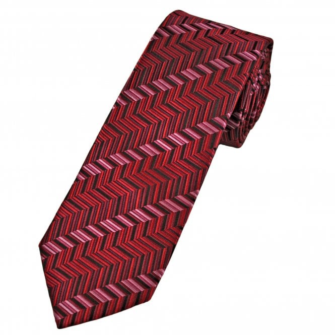 Tresanti Reale Shades Of Red & Pink Chevron Stripe Pattern Men's Silk Tie