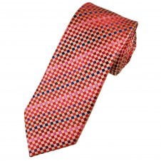 Tresanti Reale Shades Of Red, Purple, Pink & Silver Checked Silk Designer Tie