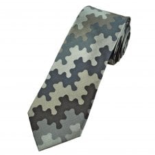 Tresanti Reale Shades Of Silver, Grey & Beige Camouflage Pattern Men's Silk Tie