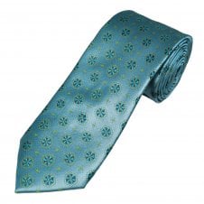 Tresanti Reale Silver Blue, Brown, Lime Green & Aqua Blue Patterned Men's Silk Tie