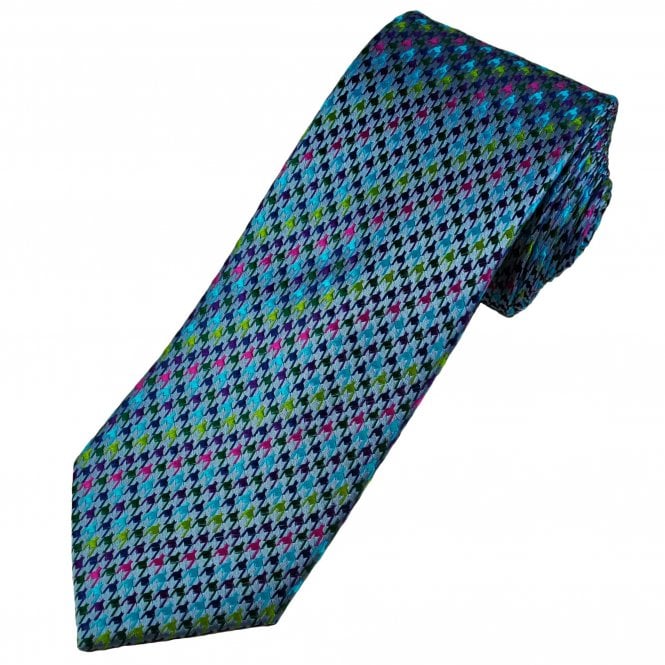 Tresanti Reale Silver & Colourful Houndstooth Pattern Men's Silk Tie