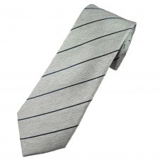 Tresanti Reale Silver Grey & Navy Blue Stripe Men's Silk Tie