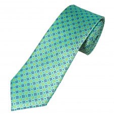 Tresanti Reale Silver, Turquoise, Lime Green & Indigo Blue Patterned Men's Silk Tie