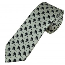 Tresanti Reale Silver with Navy Blue Kangaroo Designer Silk Men's Novelty Tie