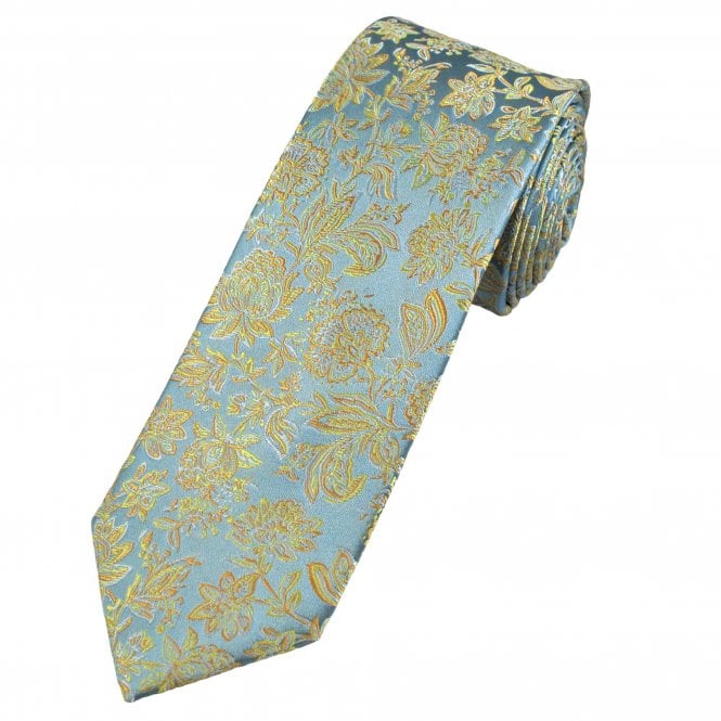 Tresanti Reale Silver, Yellow, Orange & White Flower Patterned Men's Silk Tie