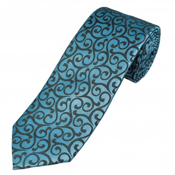 Tresanti Reale Sky Blue & Brown Patterned Men's Silk Tie