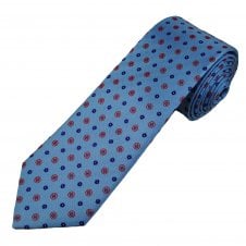 Tresanti Reale Sky Blue, Indigo, Red & Fuchsia Pink Pattern Men's Silk Tie