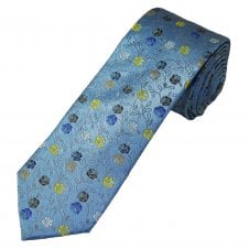Tresanti Reale Sky Blue & Multi Coloured Flower Pattern Men's Silk Tie