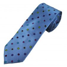 Tresanti Reale Sky Blue & Multi Coloured Spots Pattern Men's Silk Tie