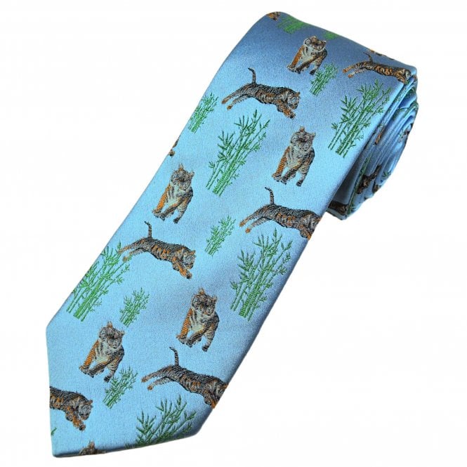 Tresanti Reale Tiger Light Blue Luxury Silk Men's Tie