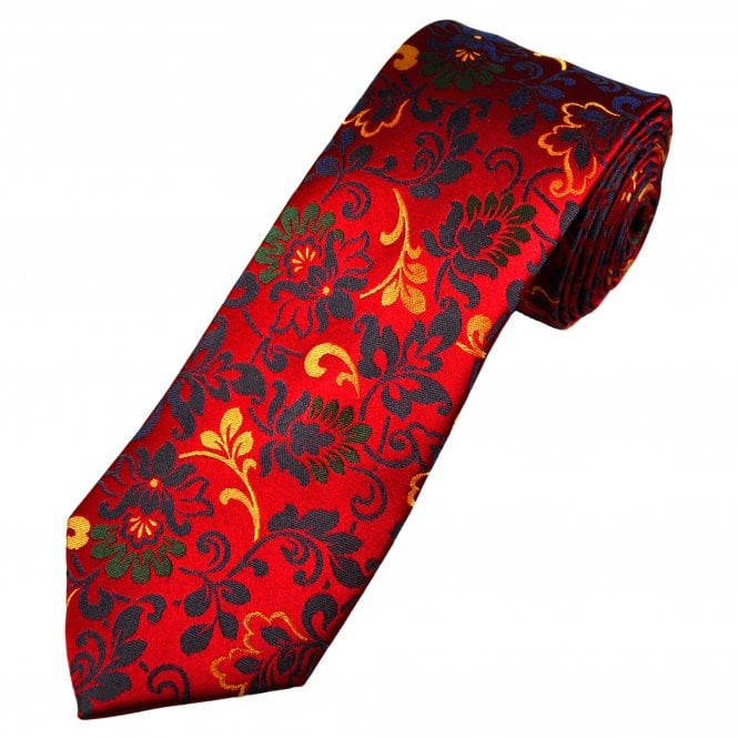 Tresanti Reale Wine Red, Green, Gold & Blue Patterned Men's Silk Tie