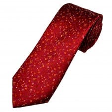 Tresanti Reale Wine Red, Orange, Brown & Fuchsia Pink Flower Patterned Men's Silk Tie