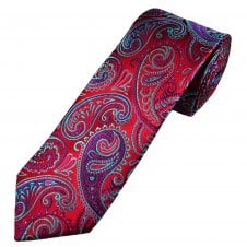 Tresanti Reale Wine Red, Purple, Turquoise & Fuchsia Pink Paisley Patterned Men's Silk Tie