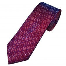 Tresanti Reale Wine Red, Royal Blue, Silver Grey & White Diamonds Pattern Men's Silk Tie
