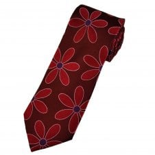 Tresanti Reale Wine Red, Scarlet Red & Plum Flower Patterned Men's Silk Tie