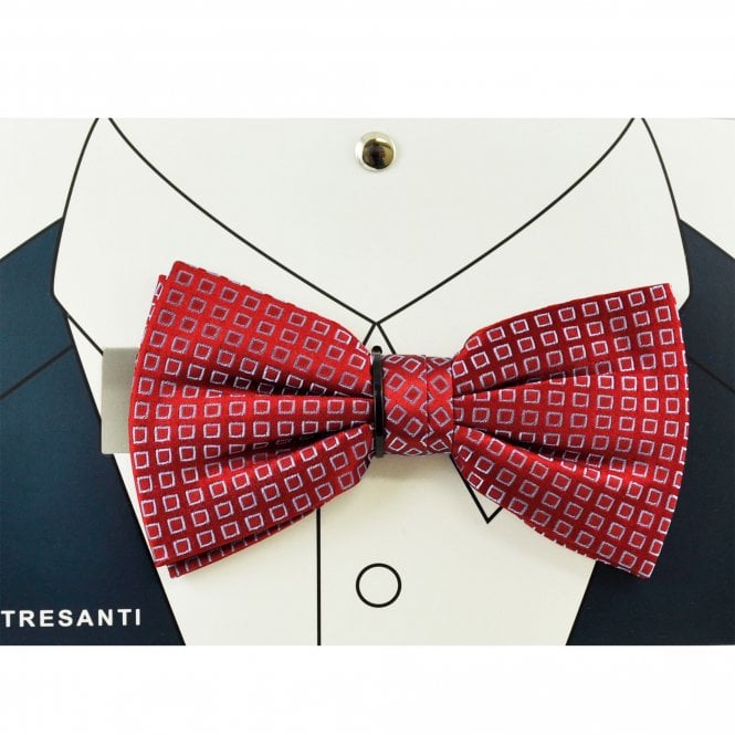 Tresanti Red & Light Blue Square Pattern Men's Silk Bow Tie