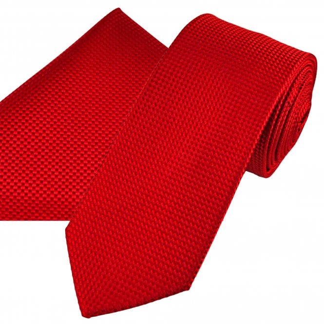 Tresanti Red Micro Check Men's Tie & Pocket Square Handkerchief Set