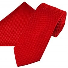 Tresanti Red Micro Check Men's Tie & Pocket Square Handkerchief Set