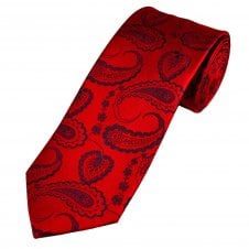 Tresanti Red & Navy Blue Paisley Patterned Men's Silk Designer Tie