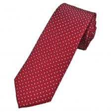 Tresanti Red, Navy, Blue & Silver Teardrop Paisley Pattern Men's Silk Tie