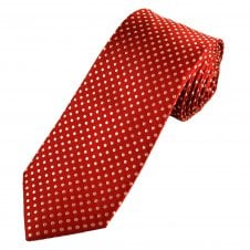 Tresanti Red & Silver Polka Dot Men's Silk Designer Tie