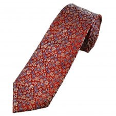 Tresanti Red, Silver & Royal Blue Flower Pattern Men's Silk Designer Tie